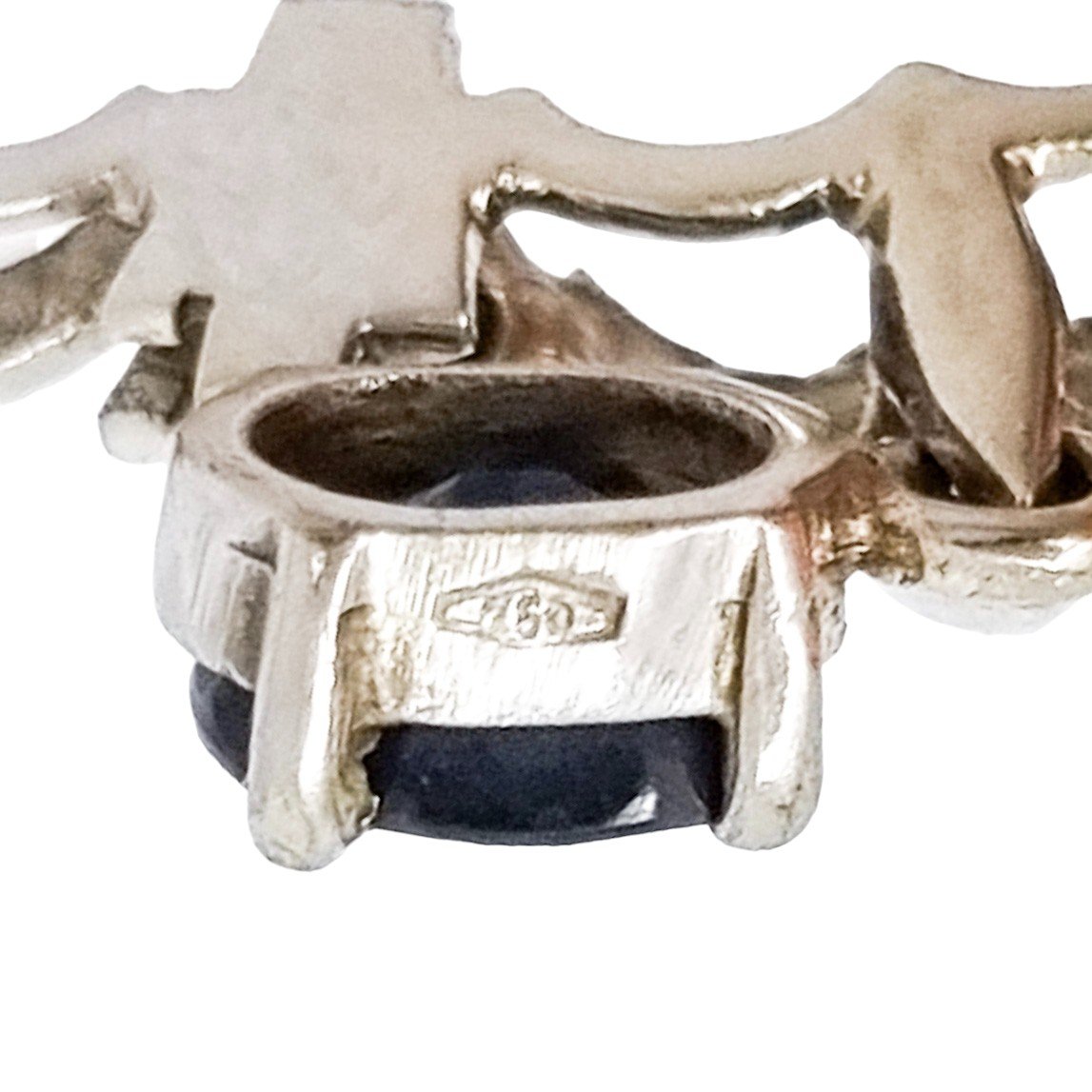 Collier Italien En Or Blanc 18 Carats Avec Saphir, Centre Cannelé Et Chaîne Vénitienne, 0,5 Ct-photo-7