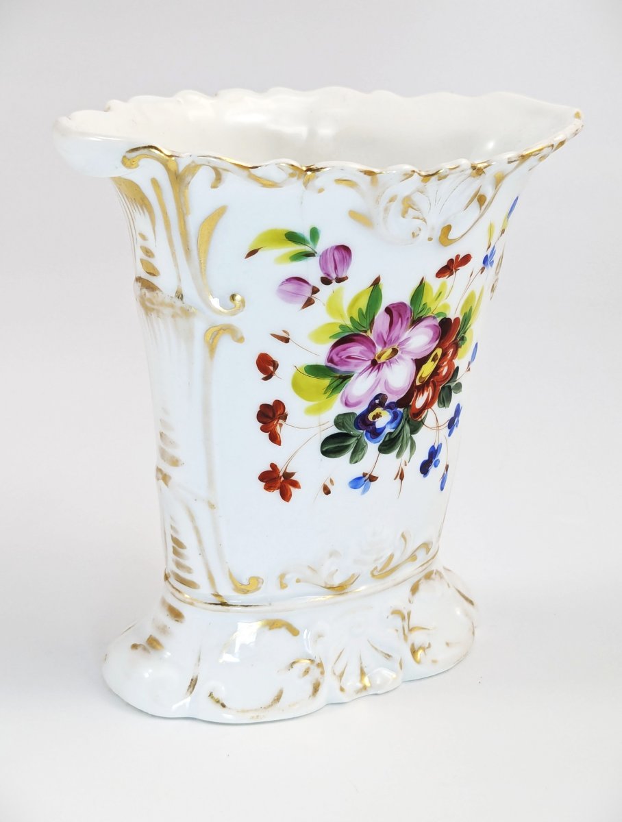 Vase en porcelaine de Paris style Jacob Petit, décor floral peint à la main, France vers 1850-photo-4