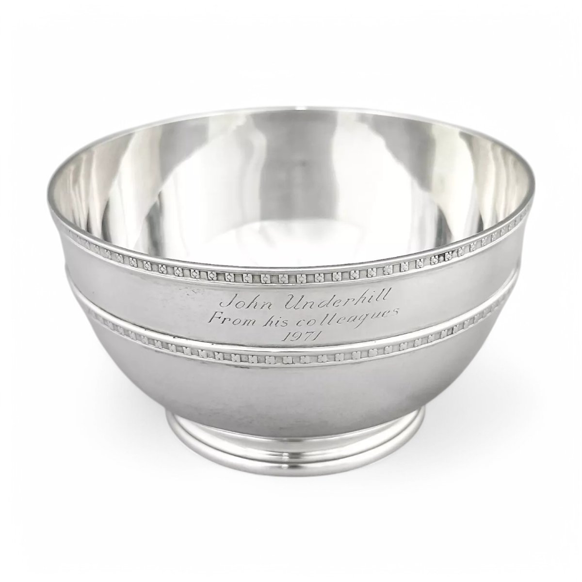 George V Sterling Silver Bowl With Raised Floral Decoration, Birmingham 1915-photo-1