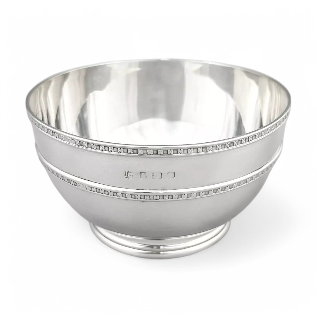George V Sterling Silver Bowl With Raised Floral Decoration, Birmingham 1915-photo-2