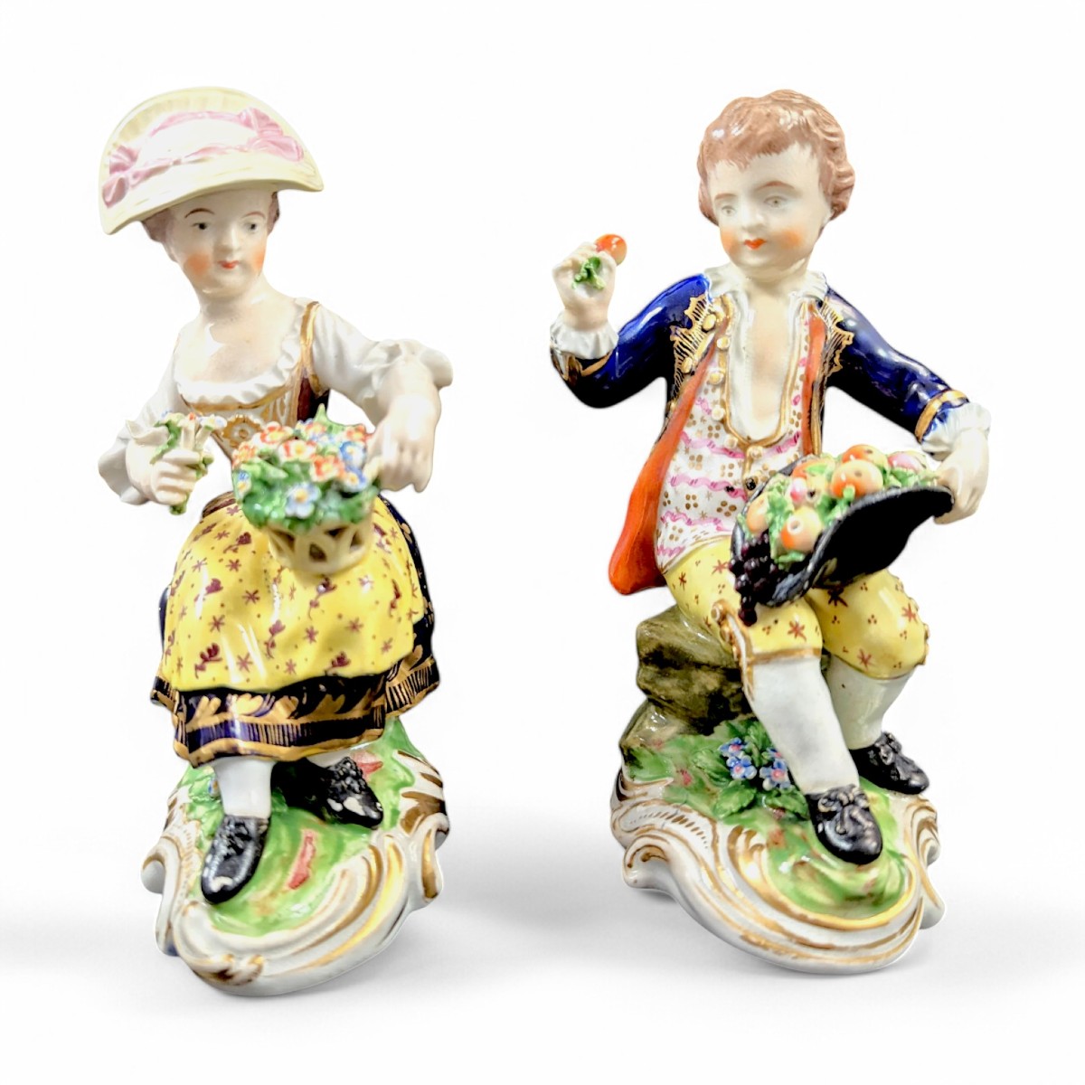 Pair Of Derby Porcelain Figurines, Rococo Style, Late 18th Century, Crown Mark-photo-2