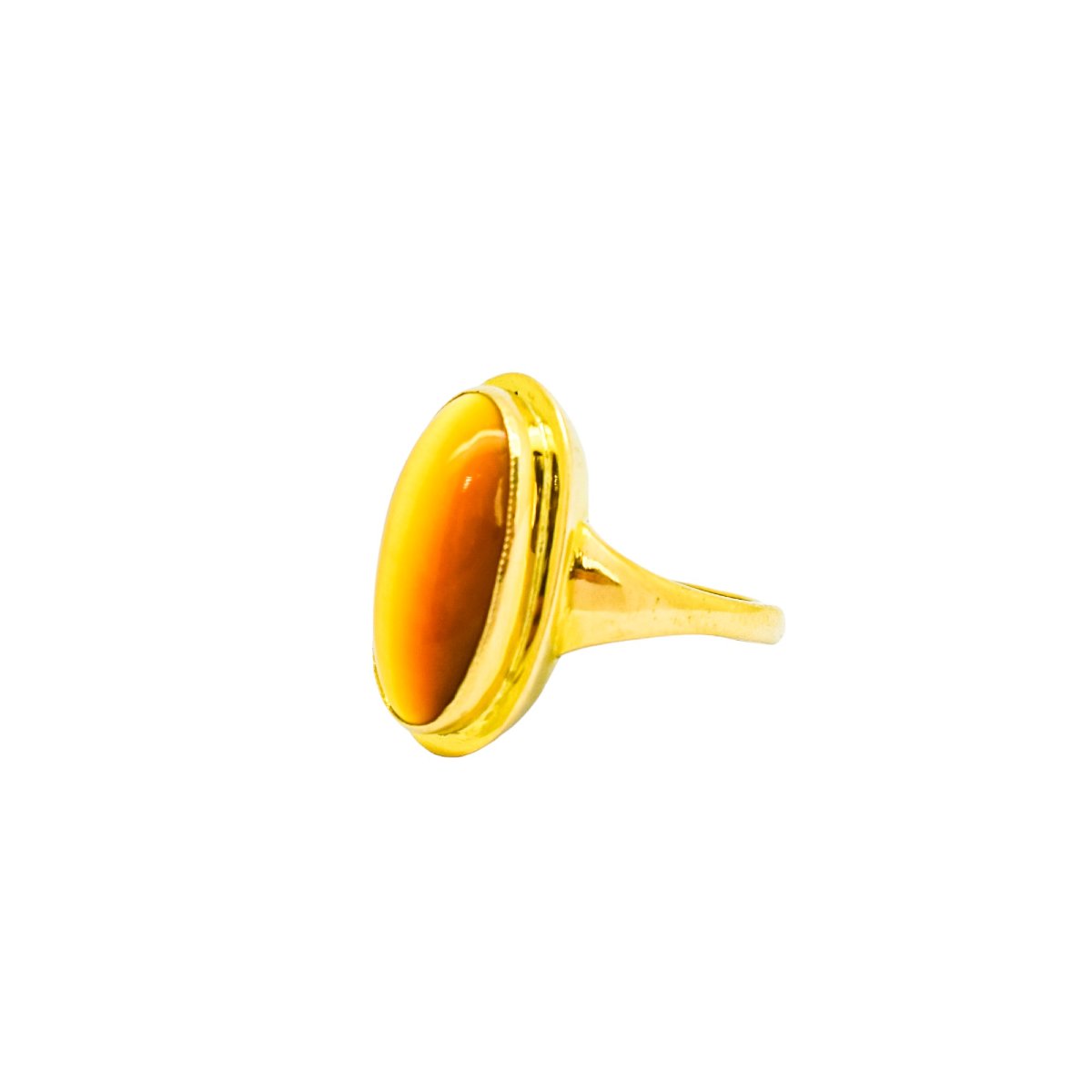 Bague cocktail vintage en or 9 carats sertie d'un cabochon ovale œil de tigre, 1964-photo-2
