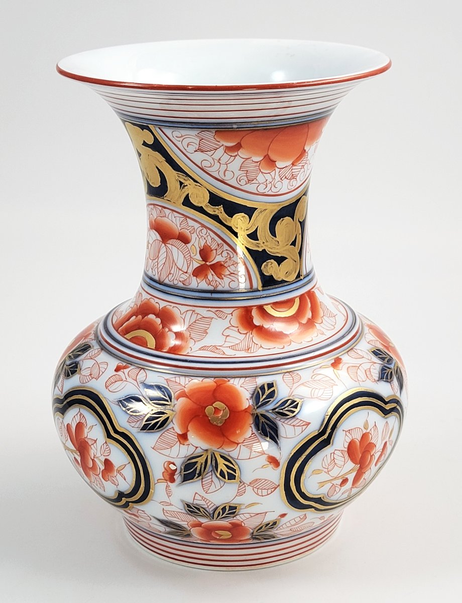 Rare vase en porcelaine de Tinet Montreuil-sous-Bois, décor Imari et rehauts dorés, vers 1845-photo-1