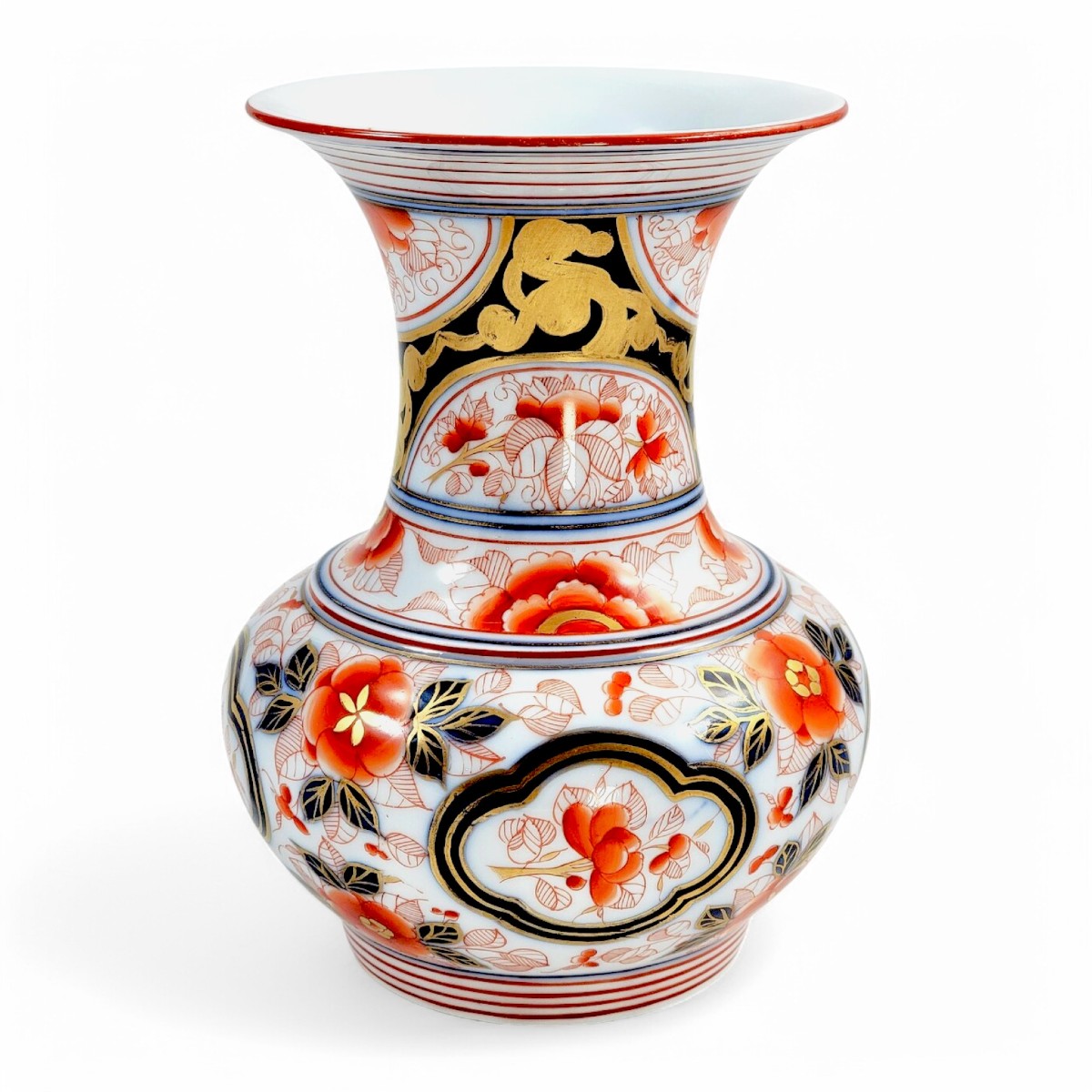 Rare vase en porcelaine de Tinet Montreuil-sous-Bois, décor Imari et rehauts dorés, vers 1845