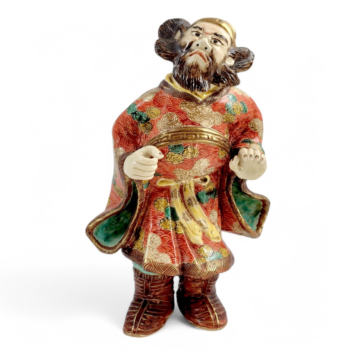 Figure ancienne en porcelaine de Kutani, érudit ou personnage de kabuki, Meiji-Taisho, v. 1880
