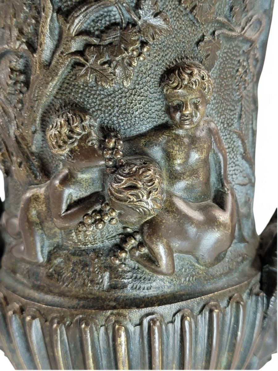 Art Nouveau Italian Bronze Amphora, Children & Grapevine Design, Late 19th/early 20th Century-photo-5
