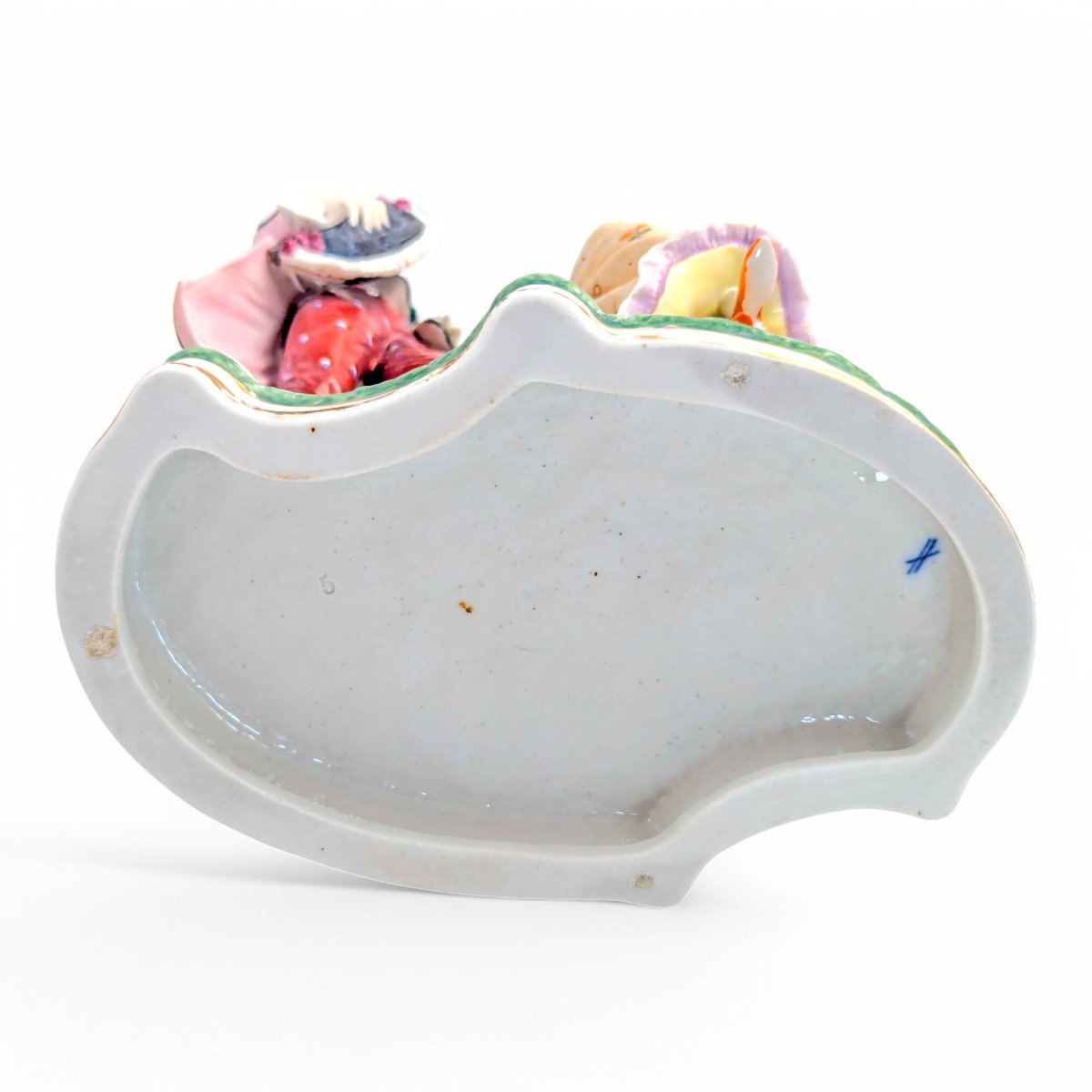Figurine En Porcelaine Sitzendorf, Couple En Cour, Peinte à La Main, Allemagne, Fin Du 19e Sièc-photo-4