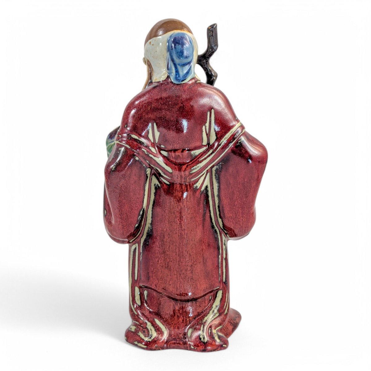 Grande figure de Shou Xing en céramique de Shiwan, émail sang de bœuf, Chine, vers 1950-photo-1