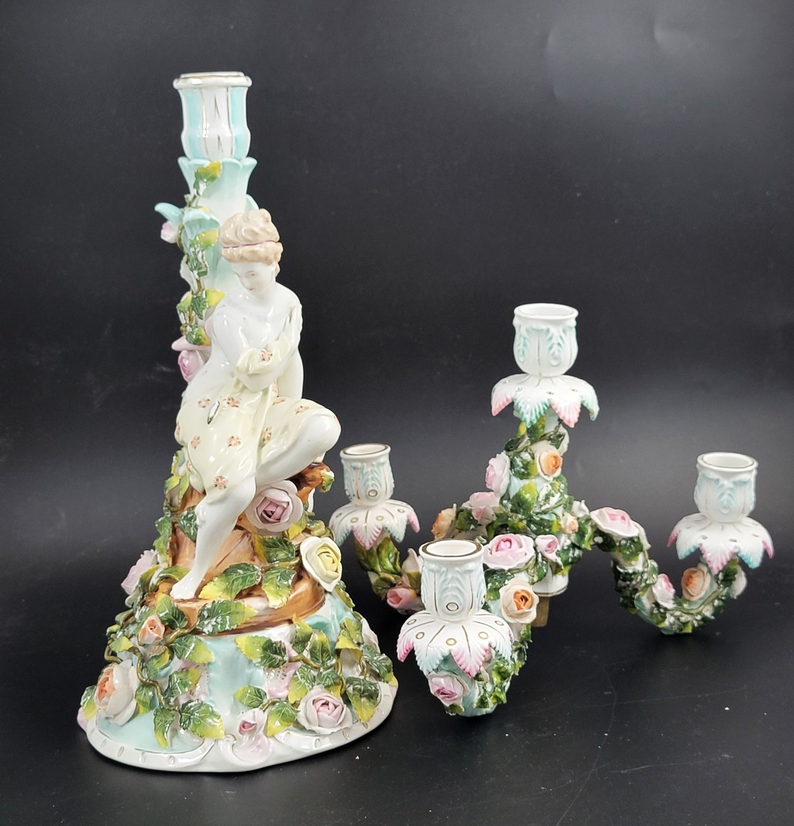 Candélabre à Quatre Bras En Porcelaine De Sitzendorf, Figure Féminine, Vers 1890-photo-8