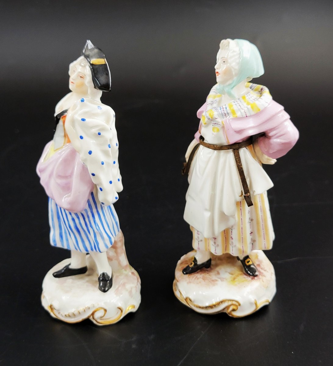 Samson Porcelain Pair Figures Of Street Vendors C.1850-photo-2