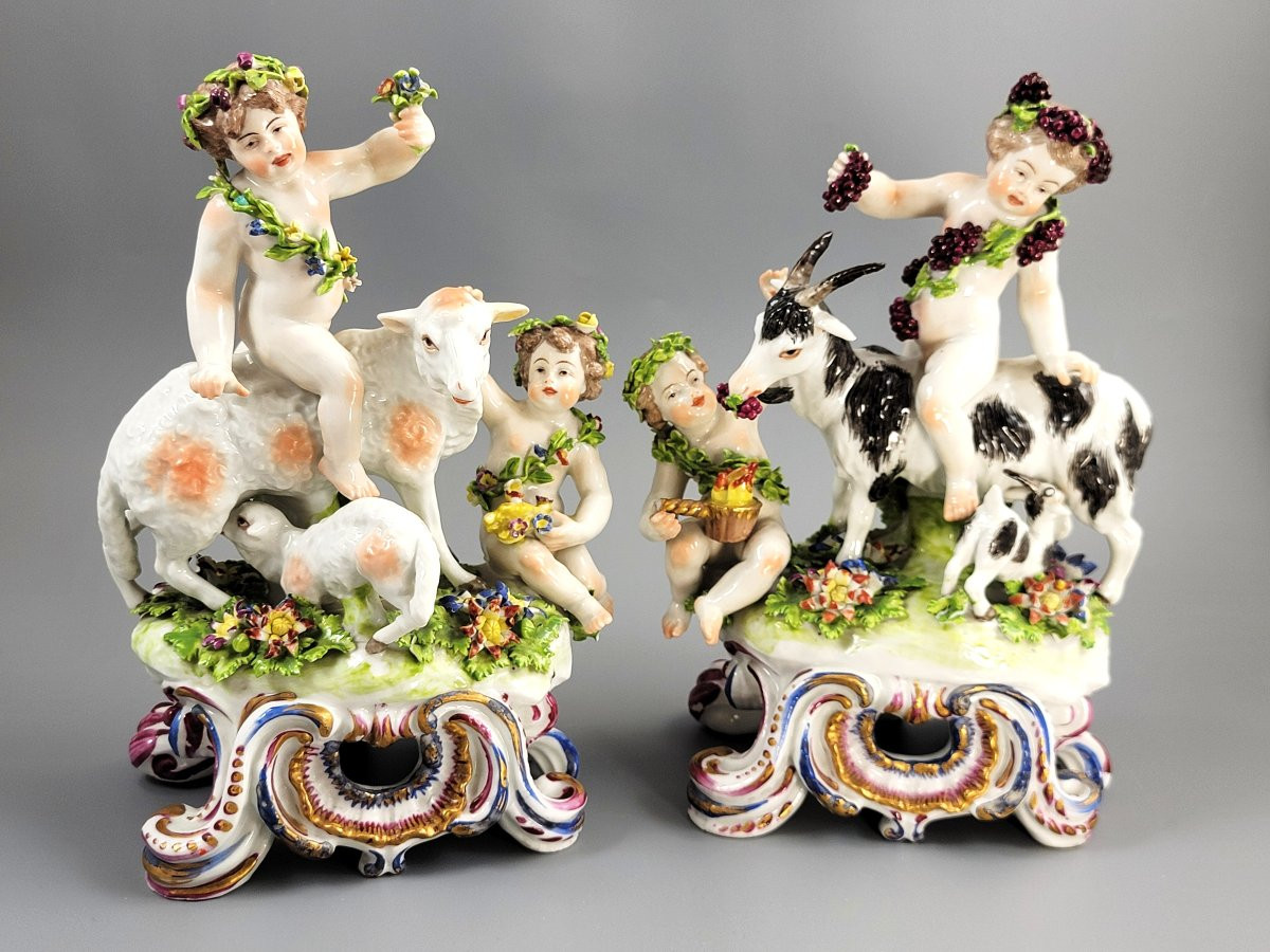 Samson Paris Porcelain Groups – “four Seasons” Allegory, C.1850, After Bow-photo-3