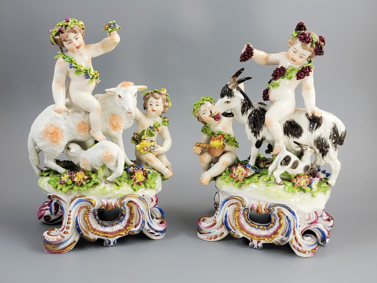 Samson Paris Porcelain Groups – “four Seasons” Allegory, C.1850, After Bow