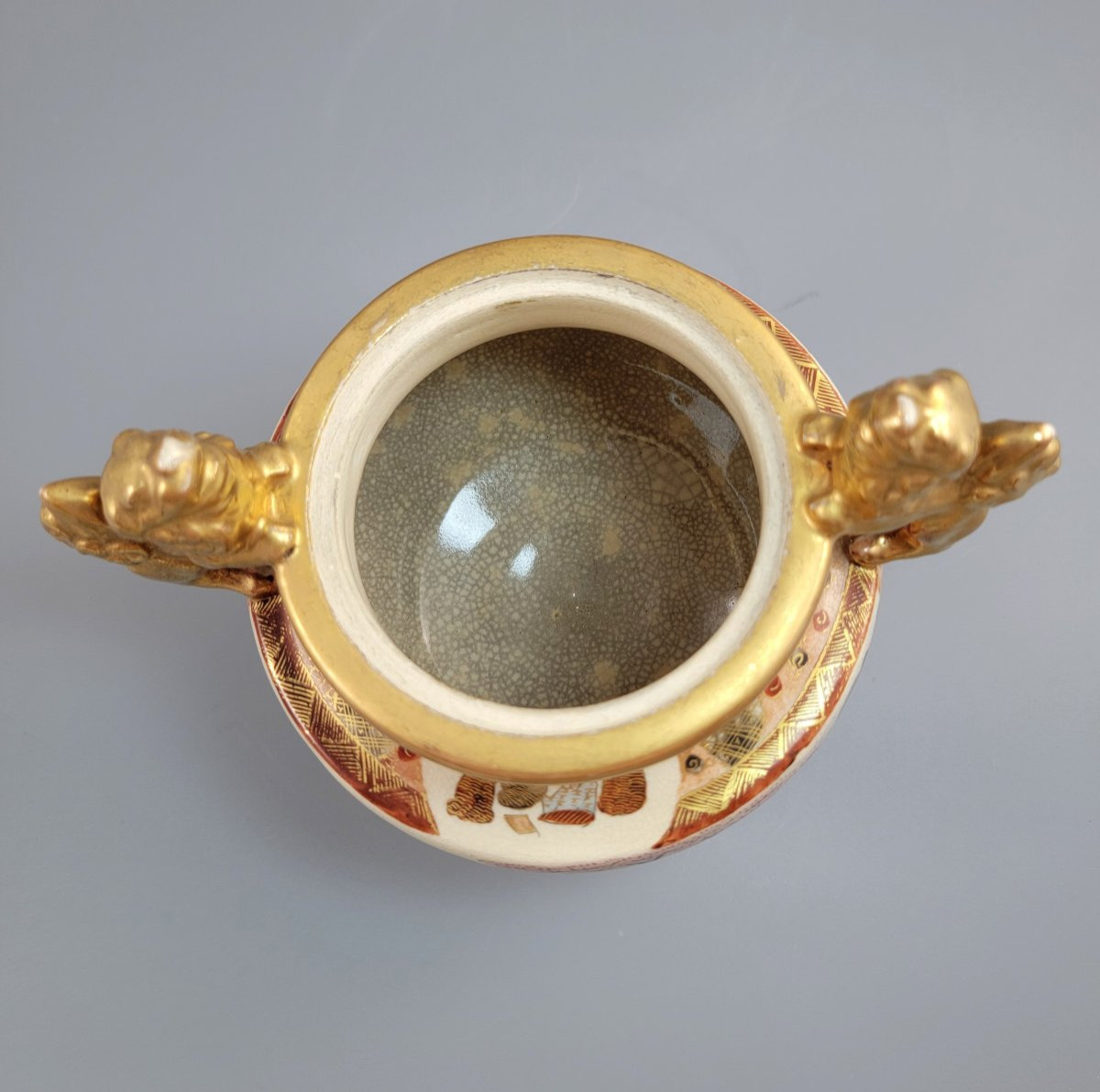 Meiji Satsuma Koro By Ippō, Gilt Shishi, Kyoto Kinkozan School, Signed, 24cm-photo-3