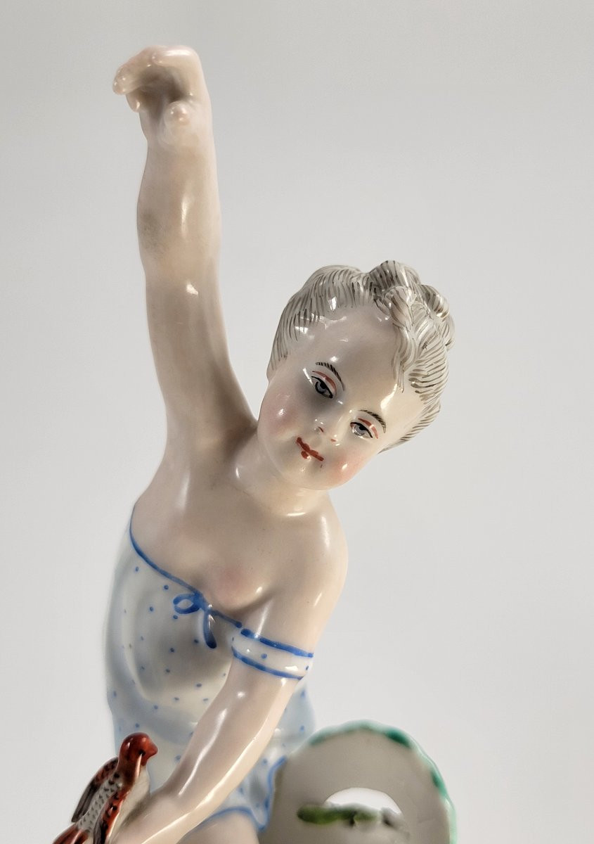 Pair Of 19th Century German Porcelain Sweetmeat Figures, Attributed To Volkstedt-photo-5