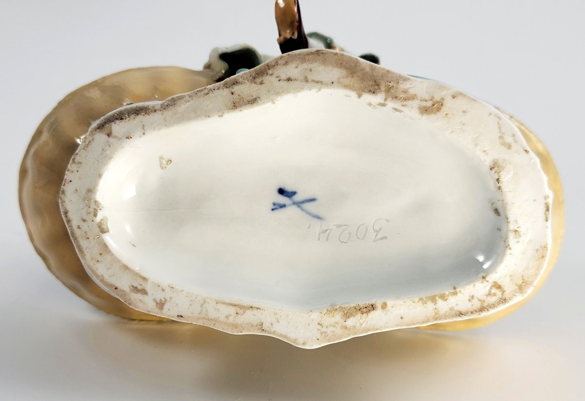 Salieres Doubles en Porcelaine de Meissen, Rococo, Modèle Kändler, Marque Épées, vers 1830-photo-2
