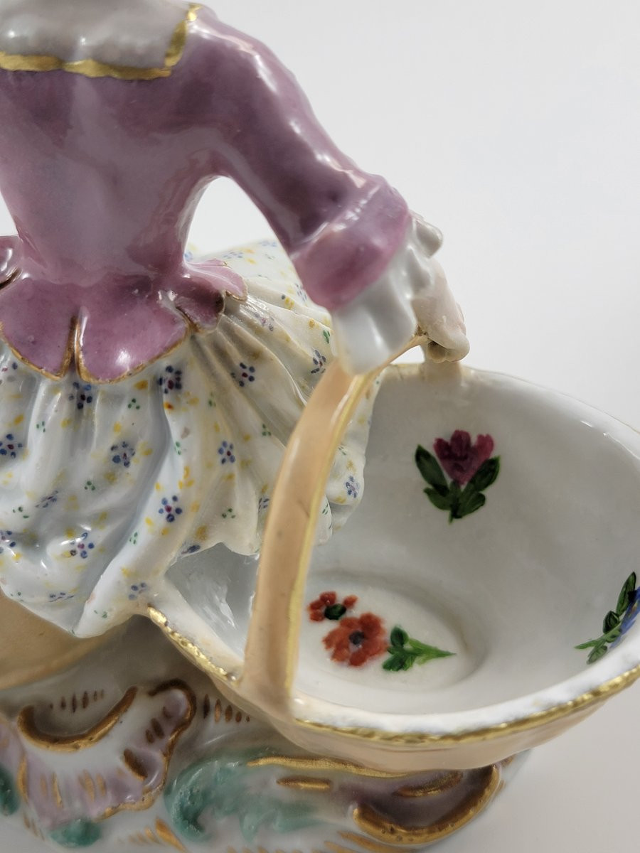 Salieres Doubles en Porcelaine de Meissen, Rococo, Modèle Kändler, Marque Épées, vers 1830-photo-6