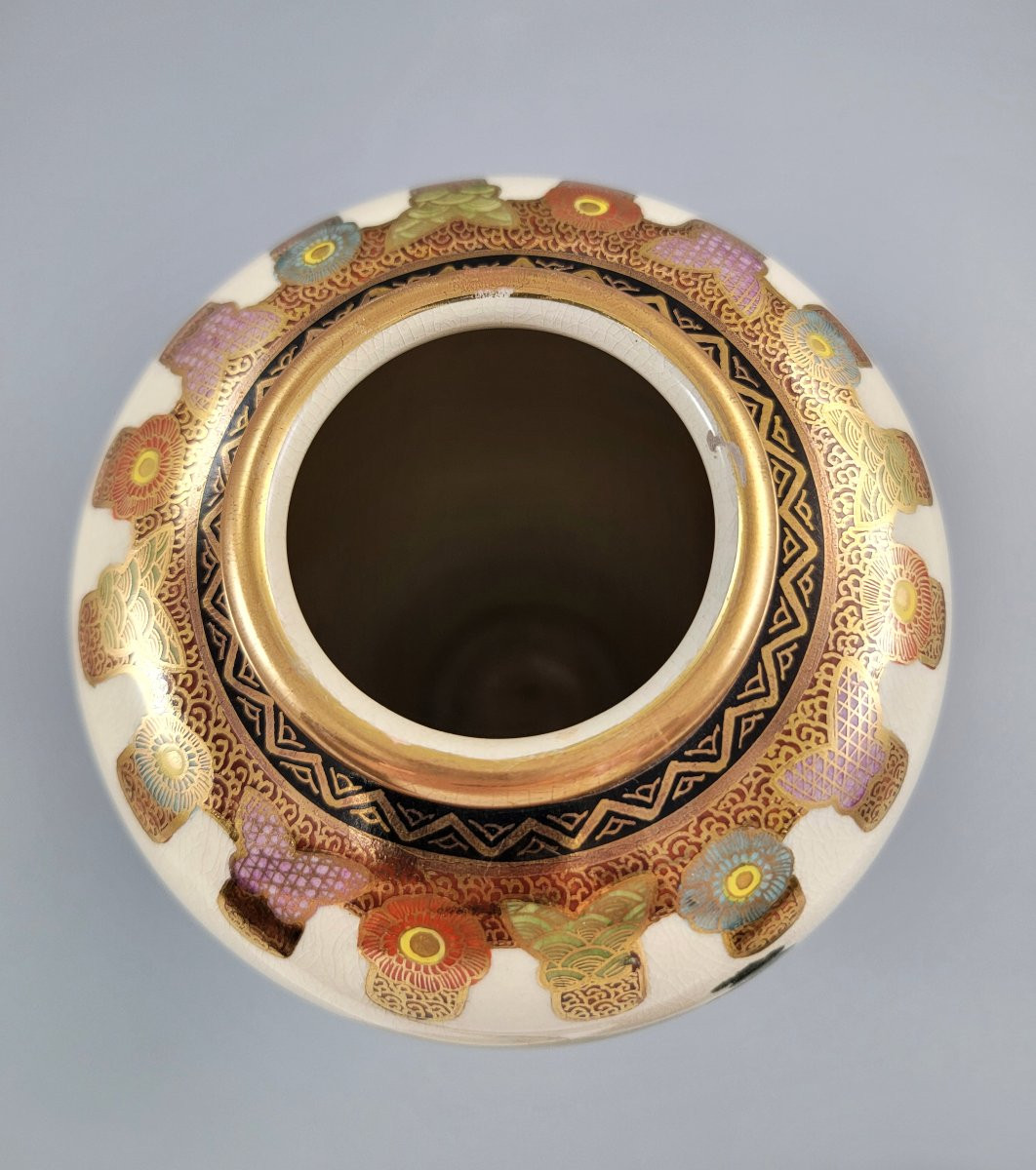 Satsuma Vase “mt. Fuji And Cherry Blossoms”, Attributed To Hayakawa, Kyoto C. 1890-photo-5