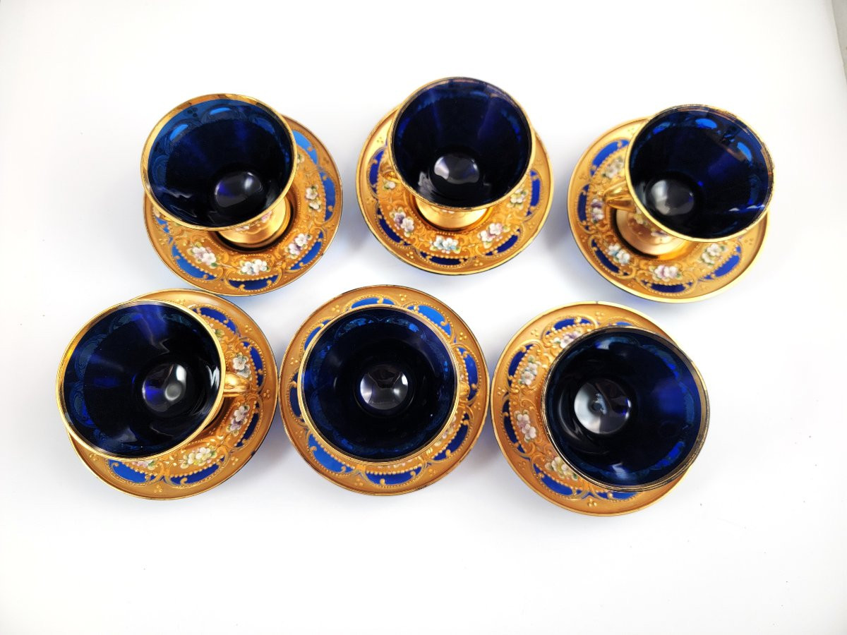 Antique Bohemian Glass Tea Set, Attributed To Moser, Karlsbad, C. 1890-photo-3