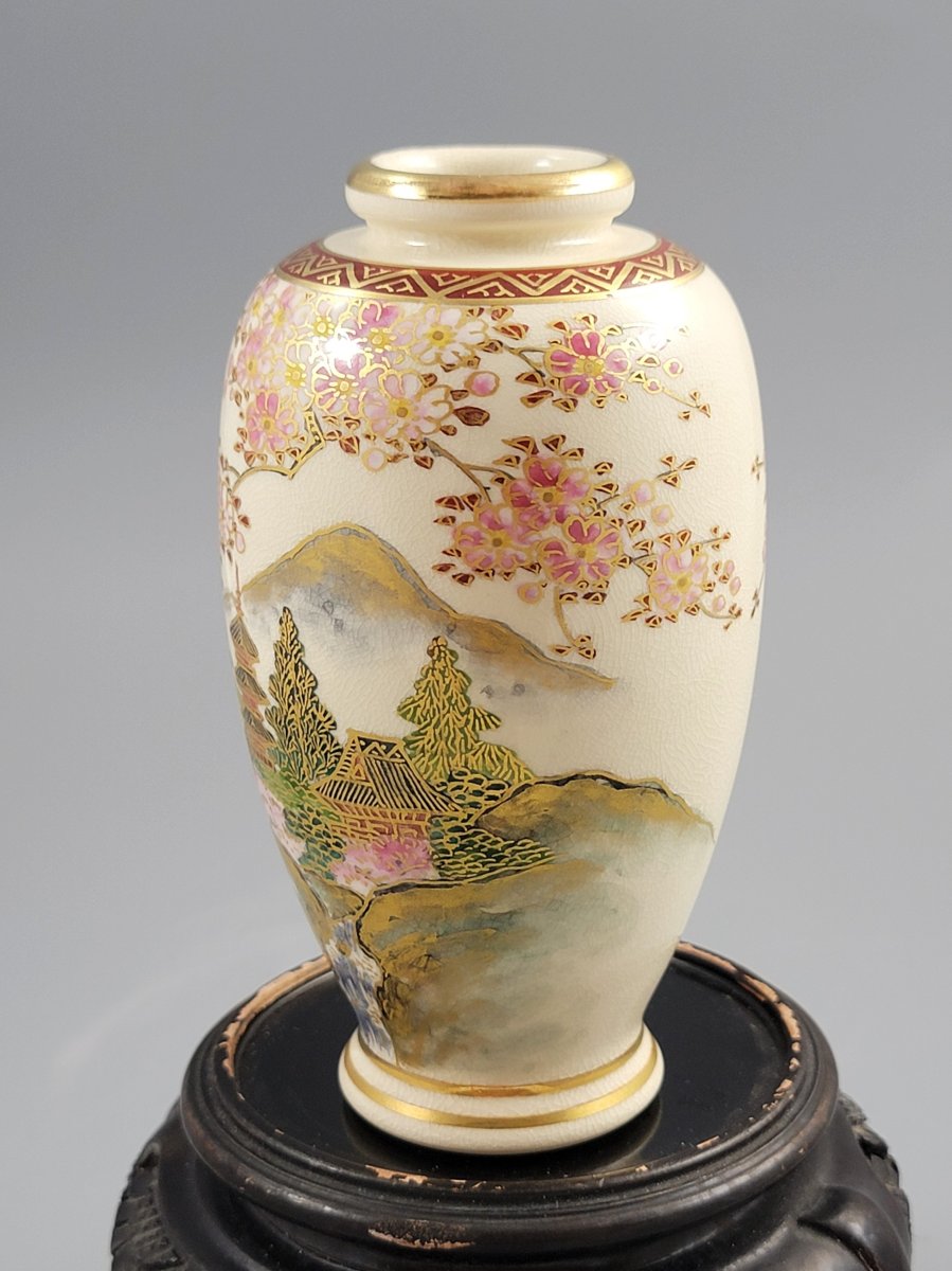 Vase Satsuma petit format, Fuji, marque Heian, Kyoto, Japon, vers 1890-photo-2