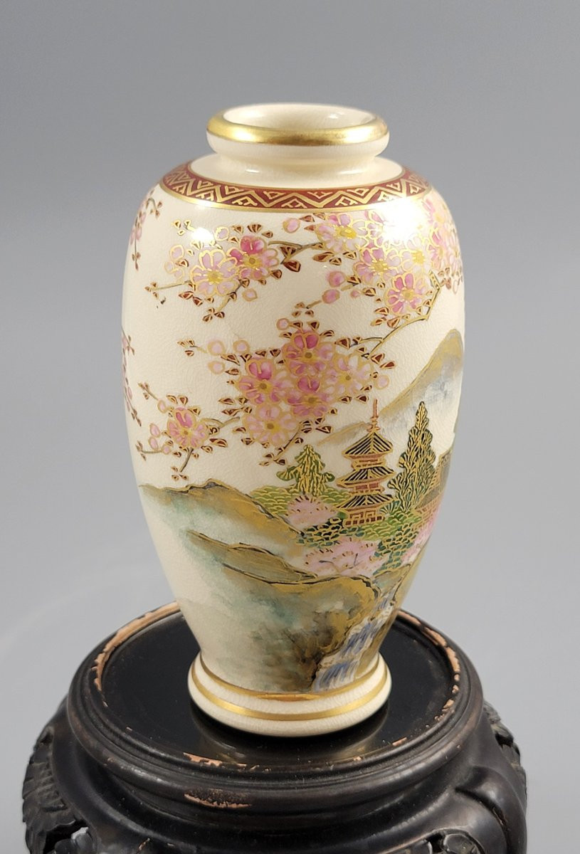 Vase Satsuma petit format, Fuji, marque Heian, Kyoto, Japon, vers 1890-photo-2