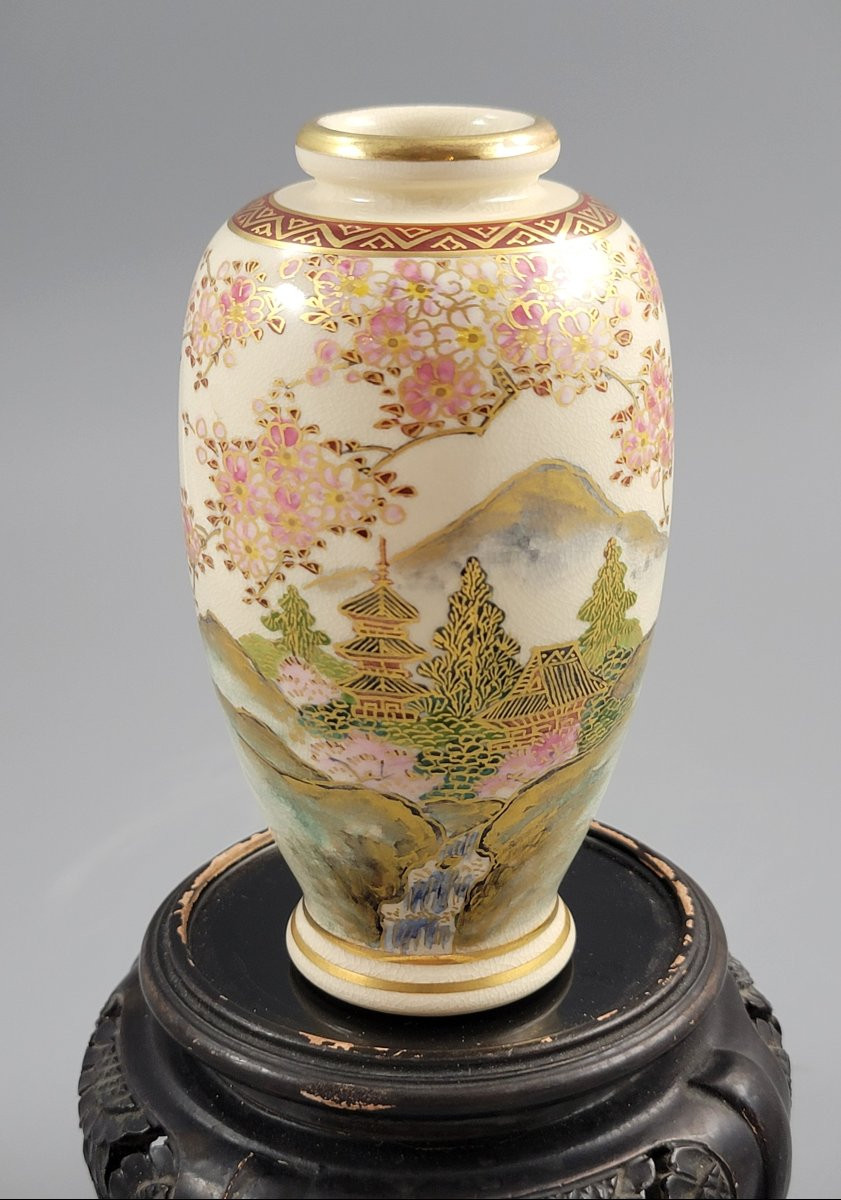 Vase Satsuma petit format, Fuji, marque Heian, Kyoto, Japon, vers 1890-photo-3