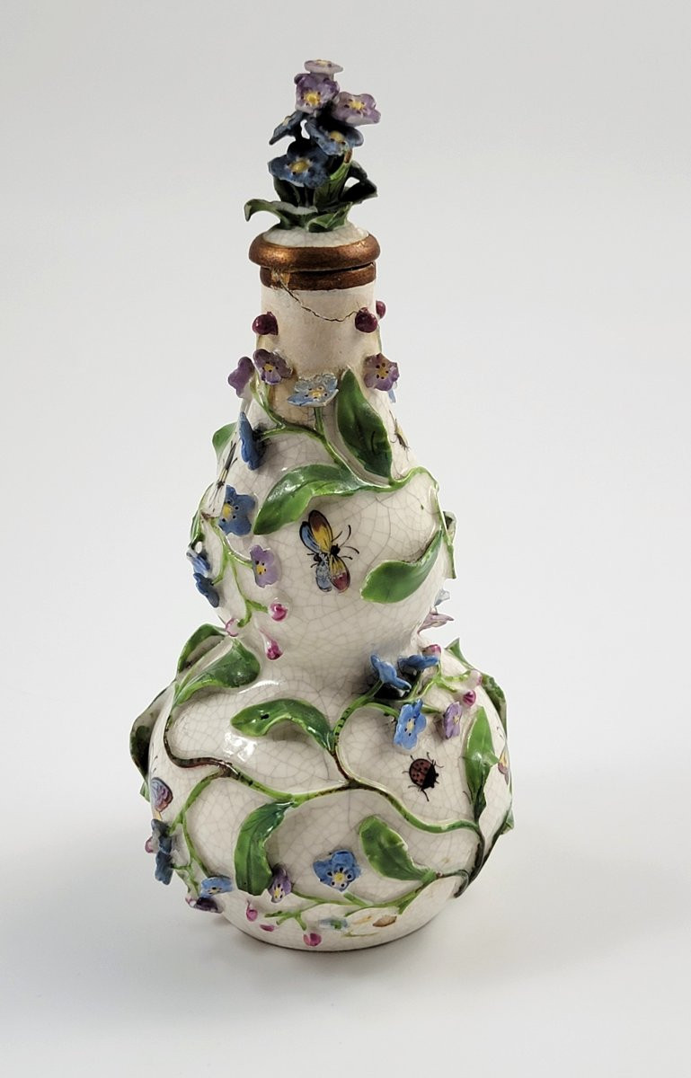 Forget-me-not Gourd-form Porcelain Scent Bottle, Meissen Or Dresden, C.1850-photo-2