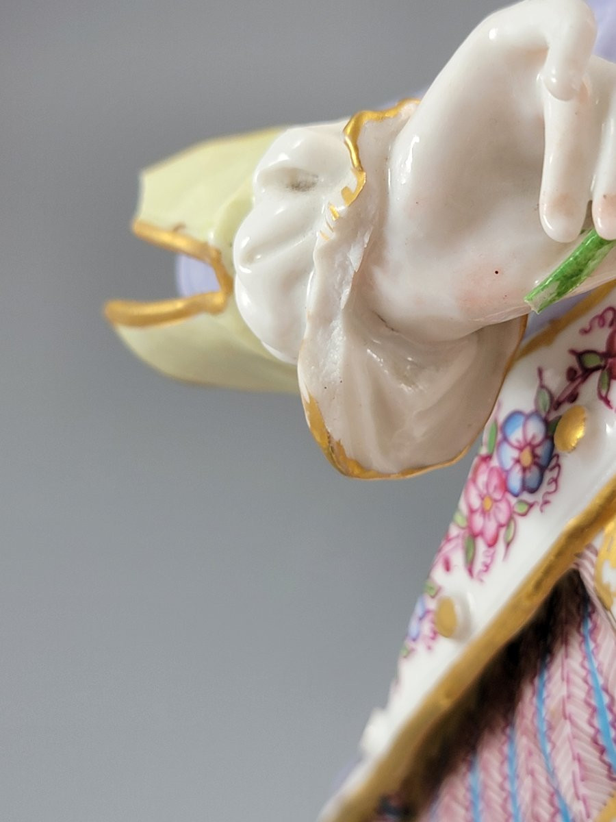 Paire de grandes et rares statuettes en porcelaine allemande, XVIIIe siècle-photo-7