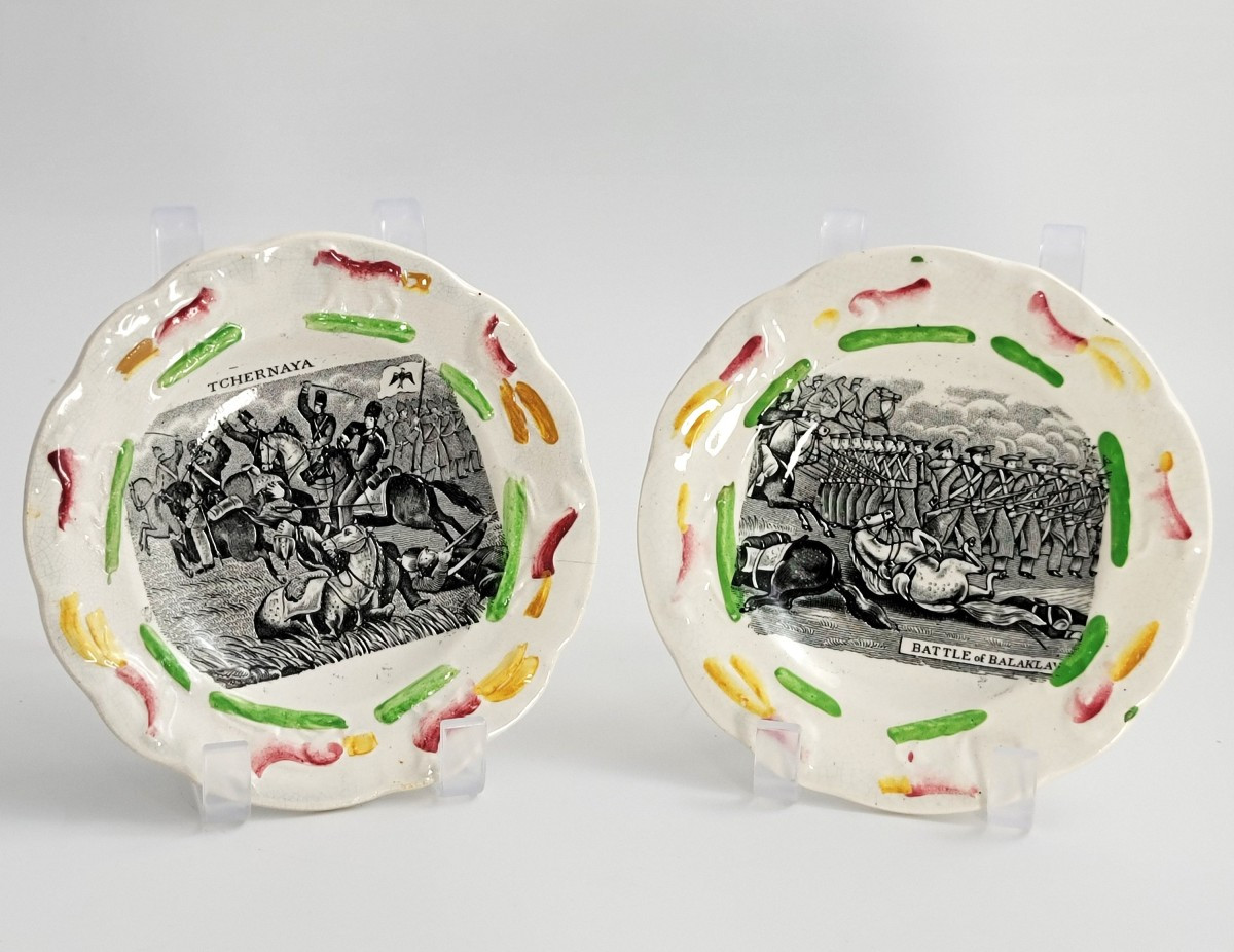 Staffordshire Crimean War Plates, Balaklava & Tchernaya, C.1855–56