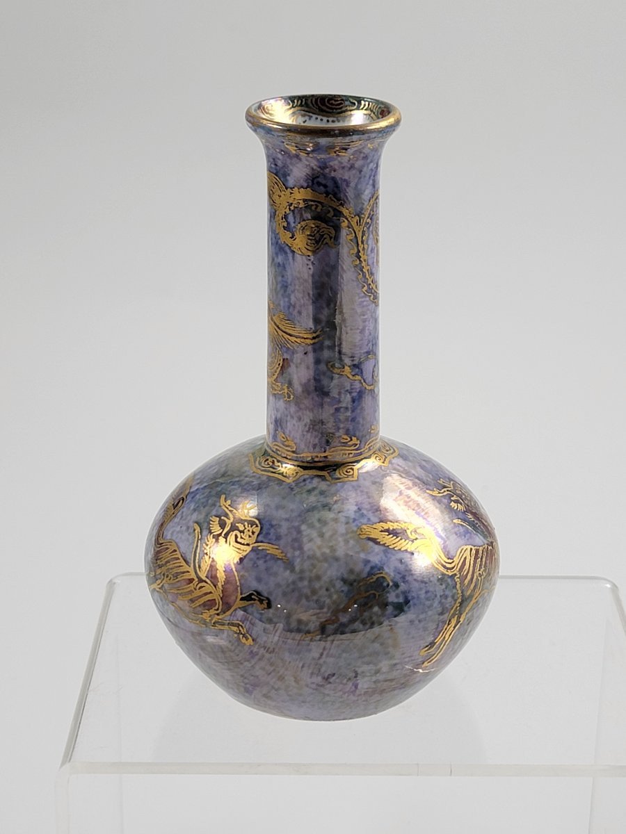 Vase Wedgwood Lustre Makeig-Jones, Lung Ma, Violet, Vers 1915, Rareté, Investissement-photo-3
