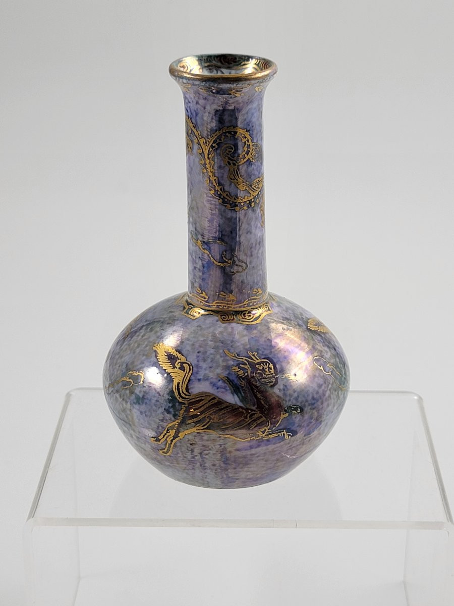 Vase Wedgwood Lustre Makeig-Jones, Lung Ma, Violet, Vers 1915, Rareté, Investissement-photo-4