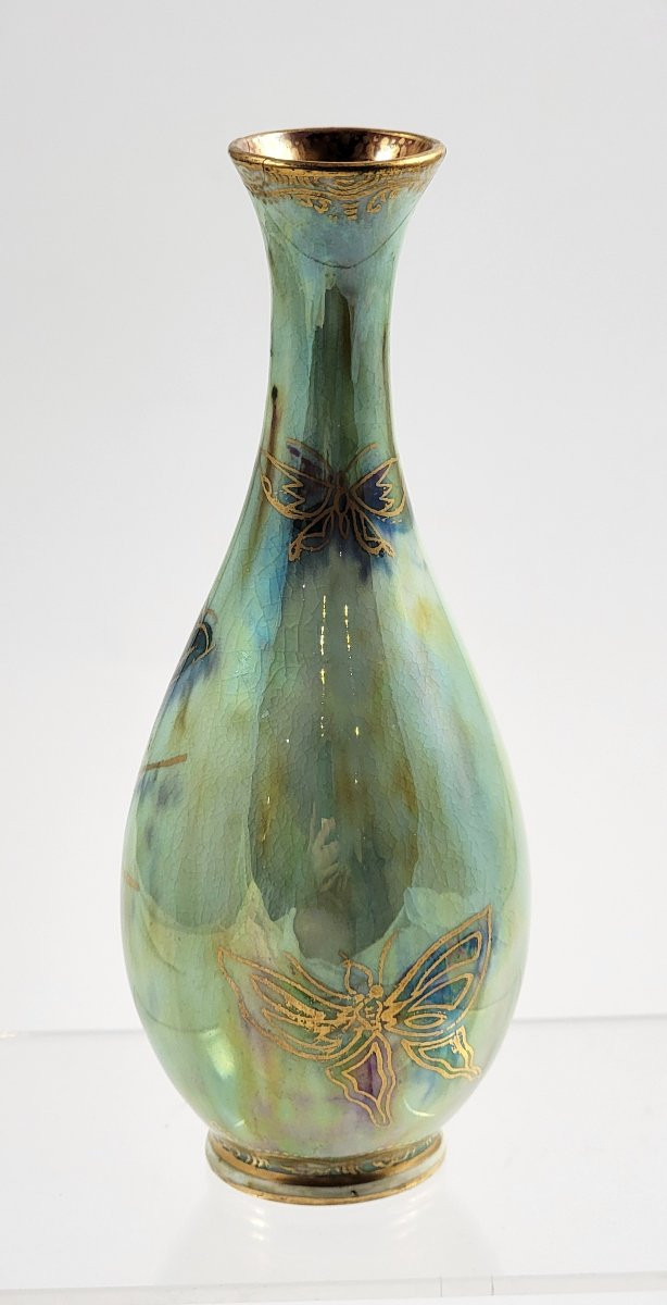 Makeig-Jones Wedgwood Lustre, Vase Z4832, Papillons, Rare-photo-3