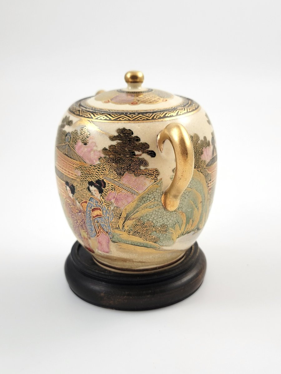 Sucrier japonais en faïence de Satsuma, signé Shozan, Kyoto, époque Meiji, vers 1880-photo-2