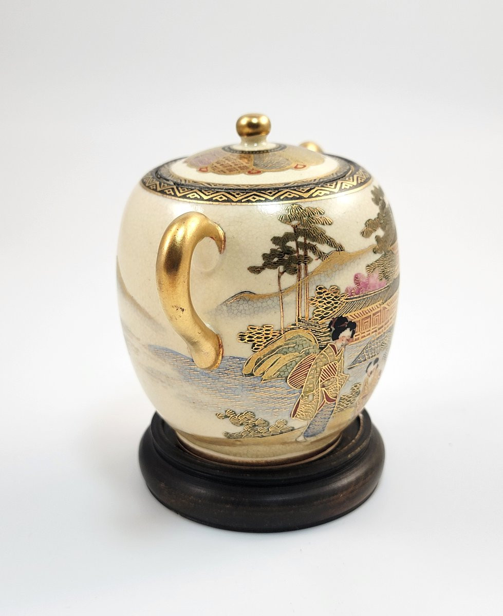 Sucrier japonais en faïence de Satsuma, signé Shozan, Kyoto, époque Meiji, vers 1880-photo-2