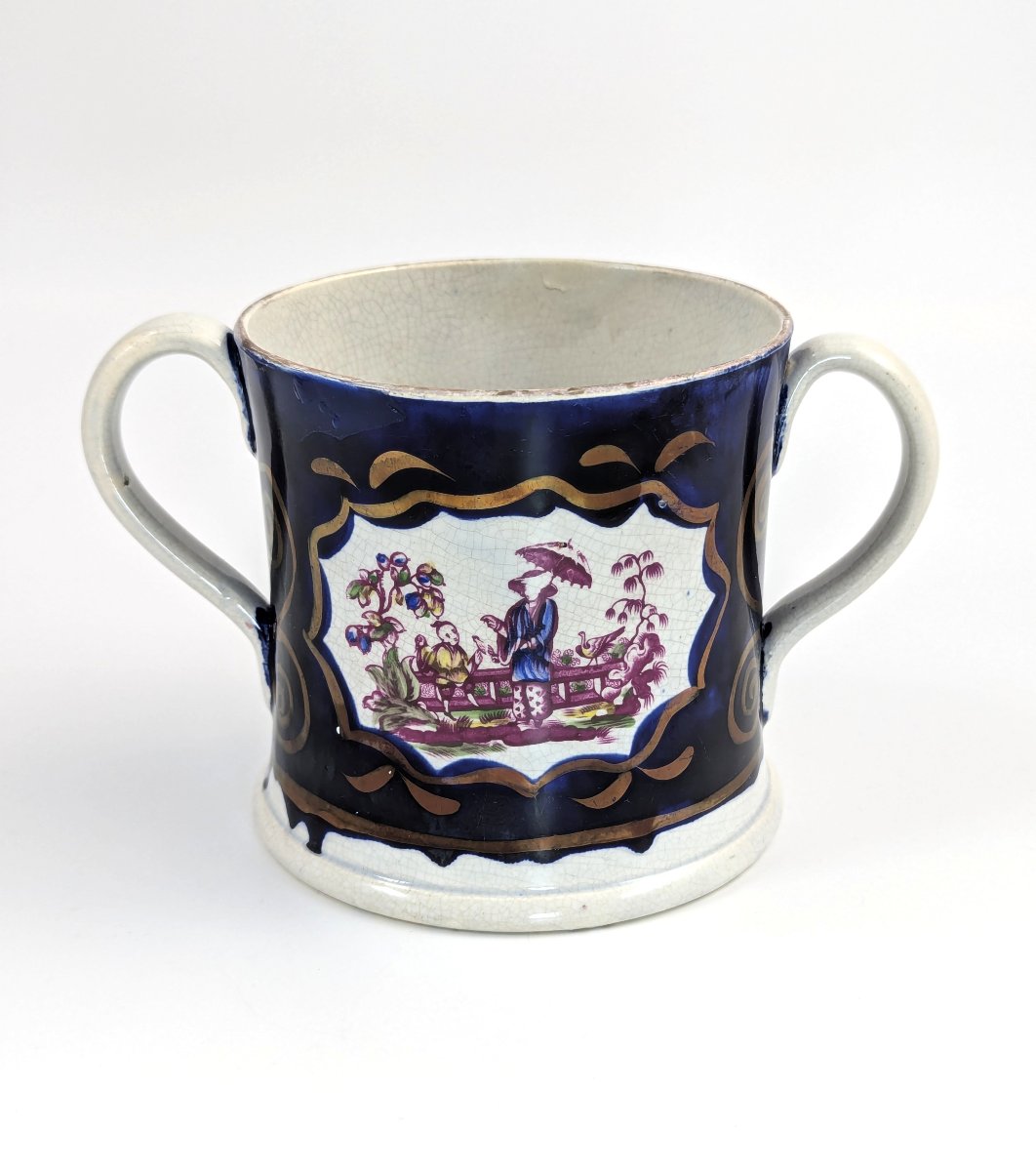 Coupe à Deux Anses en Faïence Pearlware, Staffordshire, Chinoiseries, vers 1820-photo-4