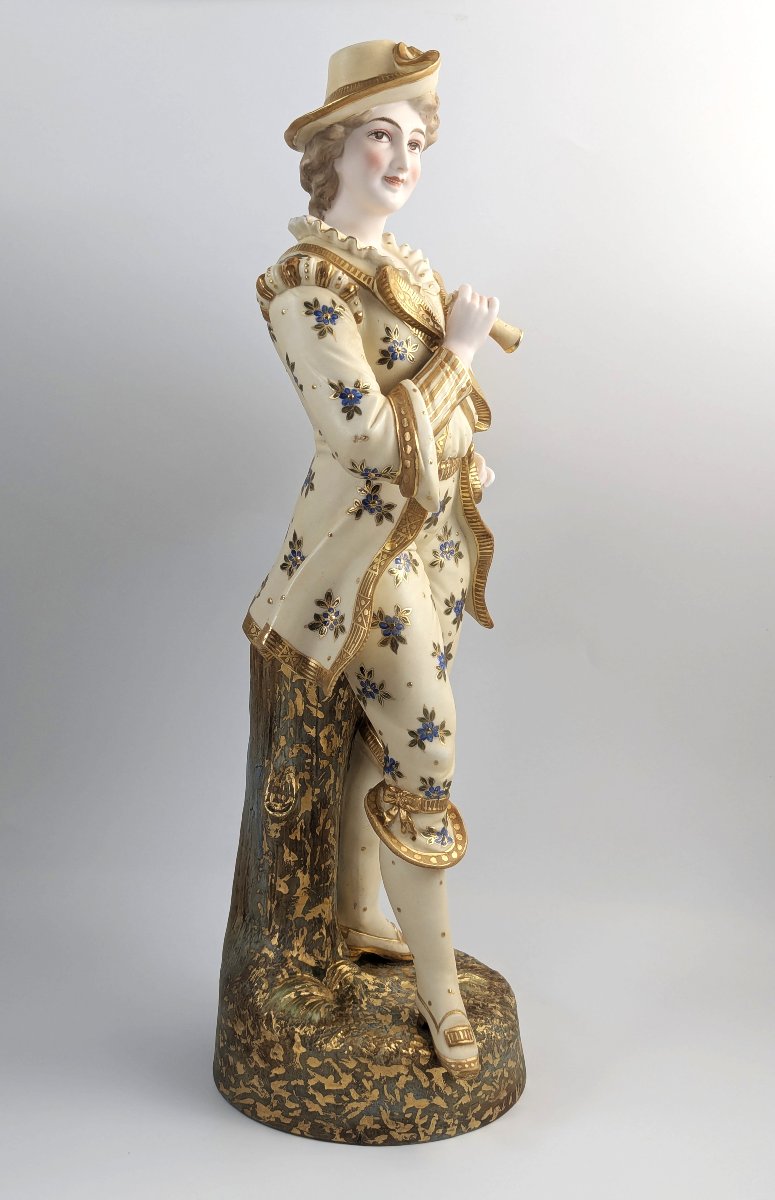 Dresden Style Porcelain Figurine, Large, Hand Painted & Gilt, C.1890–1910-photo-2