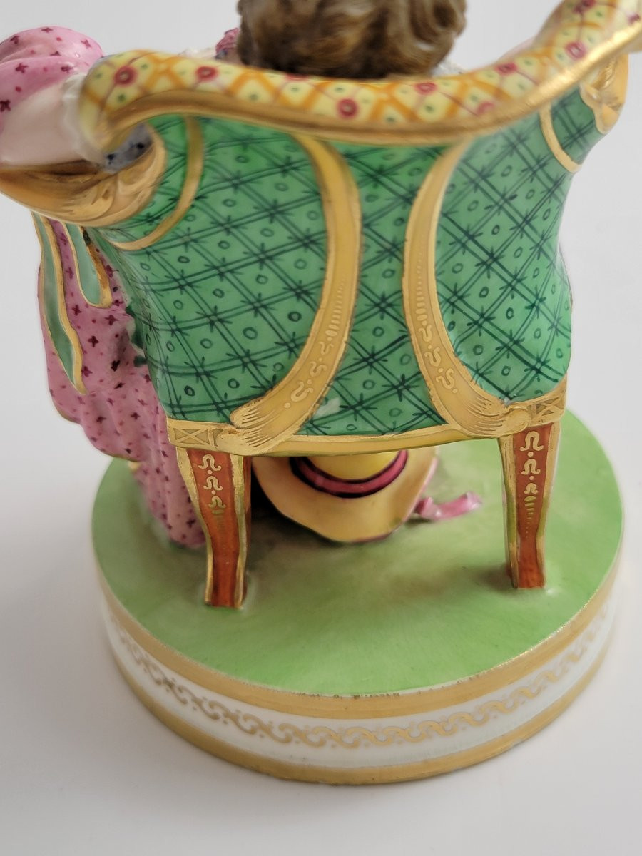 Rare Derby Porcelain Figurine Of Girl Seated In Armchair, Circa 1790 -photo-2