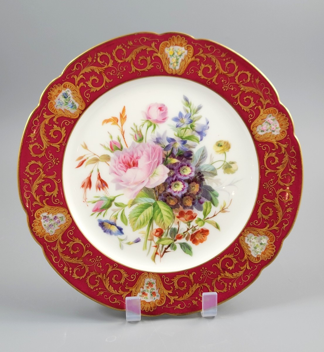 Limoges/paris Porcelain Plate, Sèvres Style, Hand-painted, C.1860