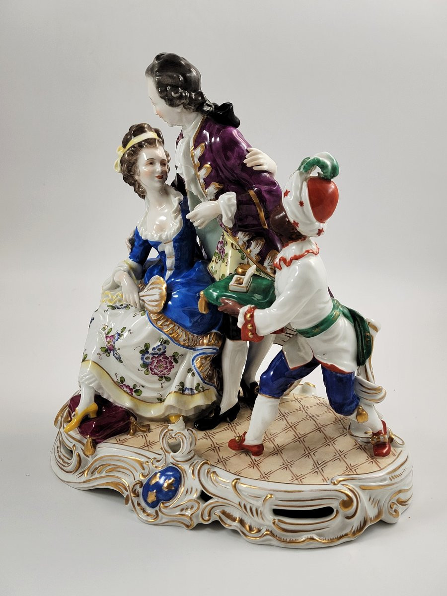 Grande Groupe en Porcelaine de Volkstedt, Schwarzburger Werkstätten, Page Mauresque, Signé H. M-photo-2