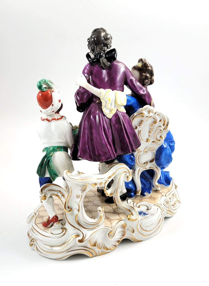 Grande Groupe en Porcelaine de Volkstedt, Schwarzburger Werkstätten, Page Mauresque, Signé H. M-photo-4