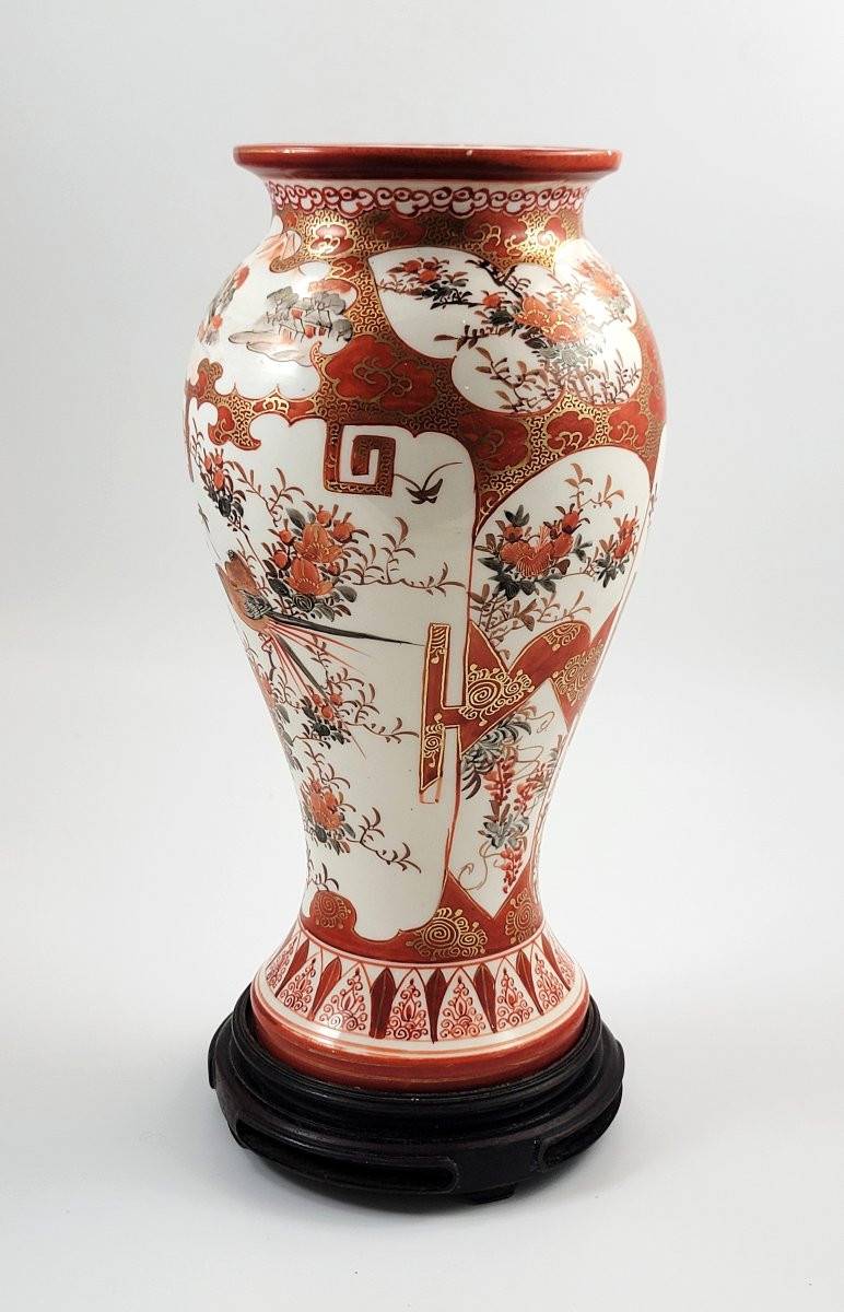 Kutani Porcelain Vase, Kinrin Workshop, Kaga, Japan, C. 1890, With Stand-photo-2