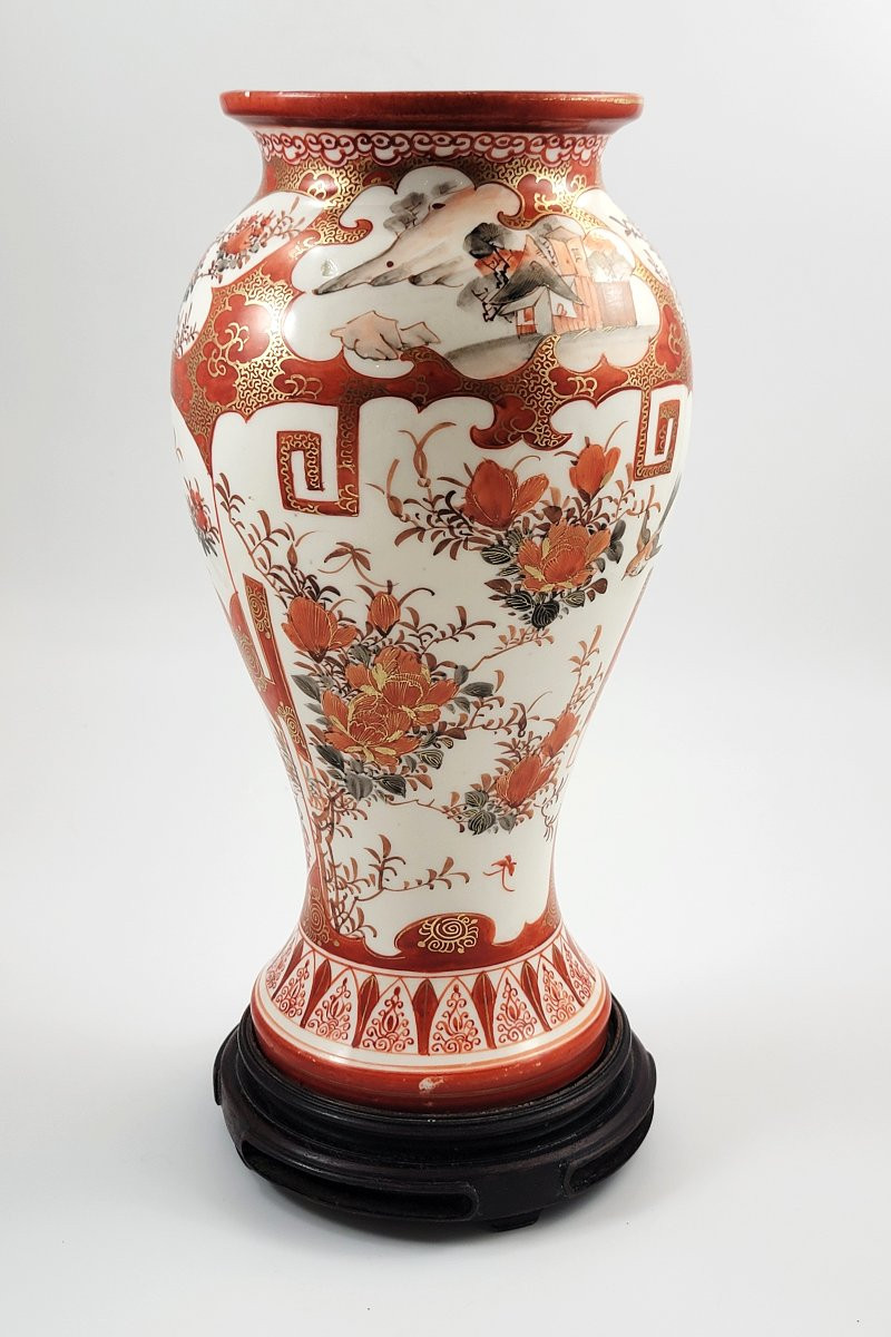 Kutani Porcelain Vase, Kinrin Workshop, Kaga, Japan, C. 1890, With Stand-photo-4