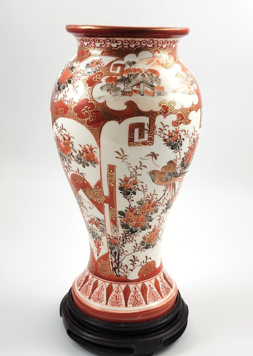 Kutani Porcelain Vase, Kinrin Workshop, Kaga, Japan, C. 1890, With Stand-photo-3