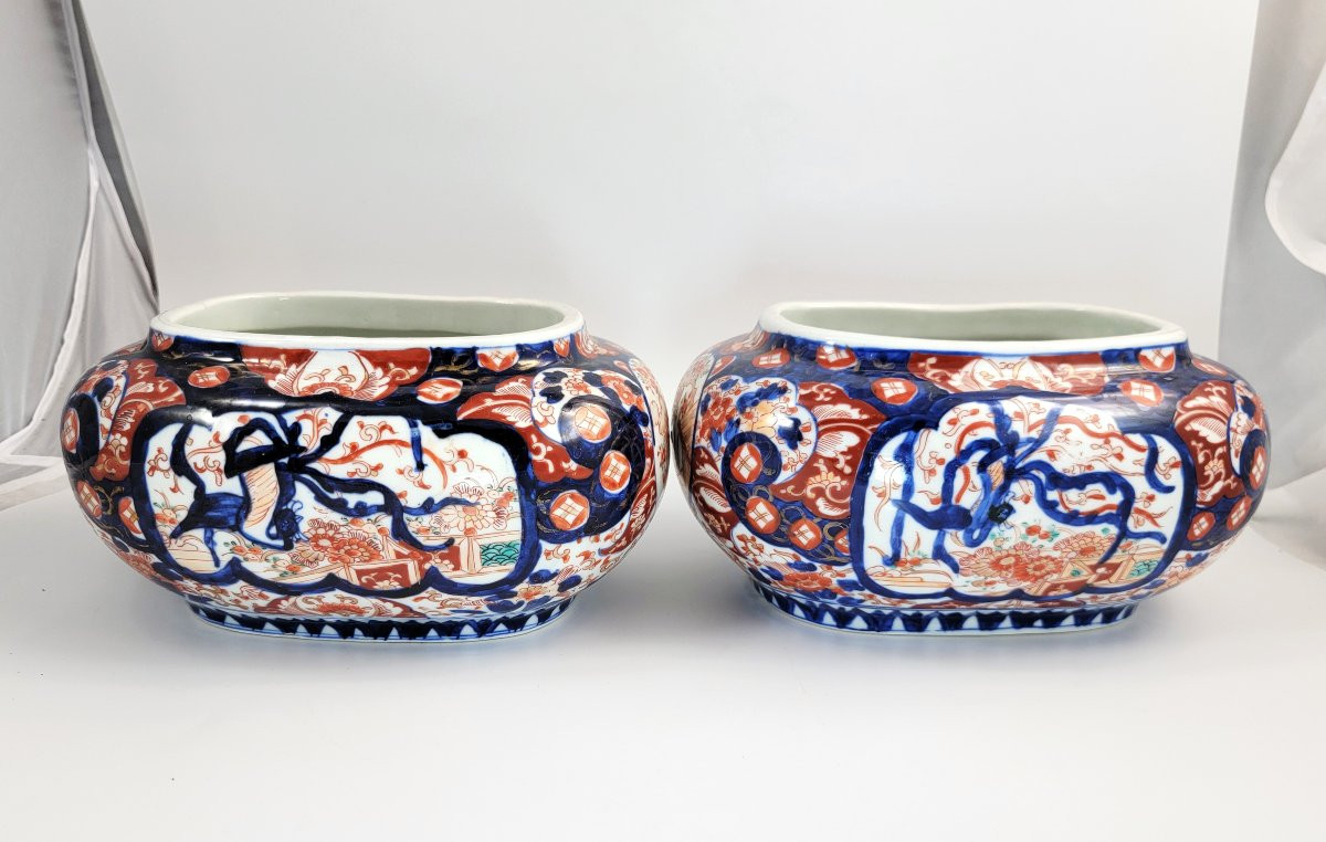 Large Japanese Imari Oval Jardinieres – Matched Pair, Meiji C.1880, Arita-photo-4