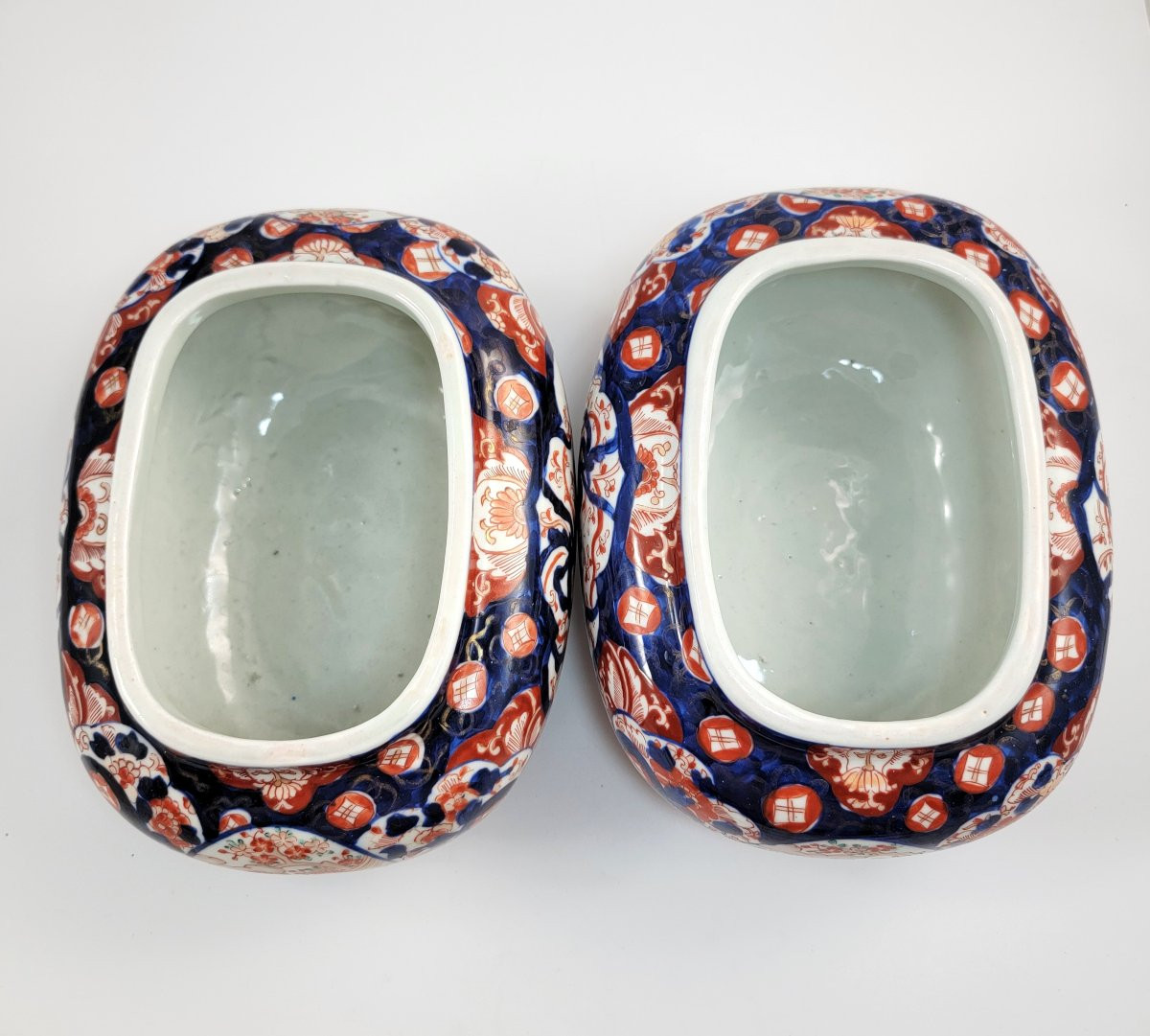 Large Japanese Imari Oval Jardinieres – Matched Pair, Meiji C.1880, Arita-photo-2