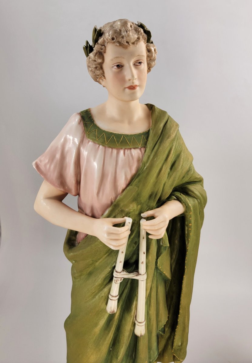 Pair Of Large Antique Eichwald Porcelain Figures, Signed Hampel, 1905-photo-1