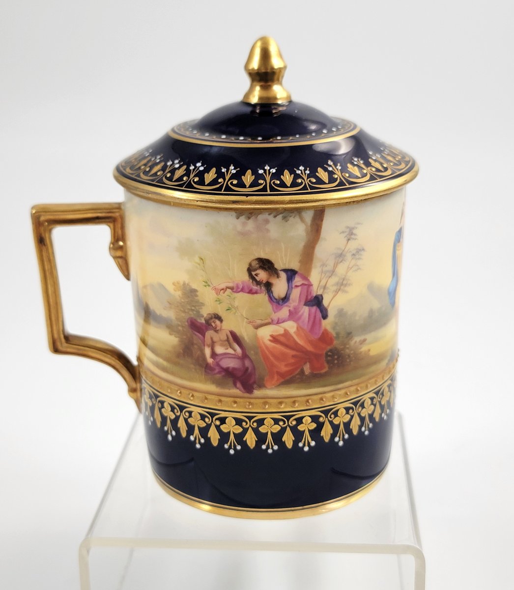 Sucrier à chocolat en porcelaine de Vienne avec scènes allégoriques, vers 1880-photo-4