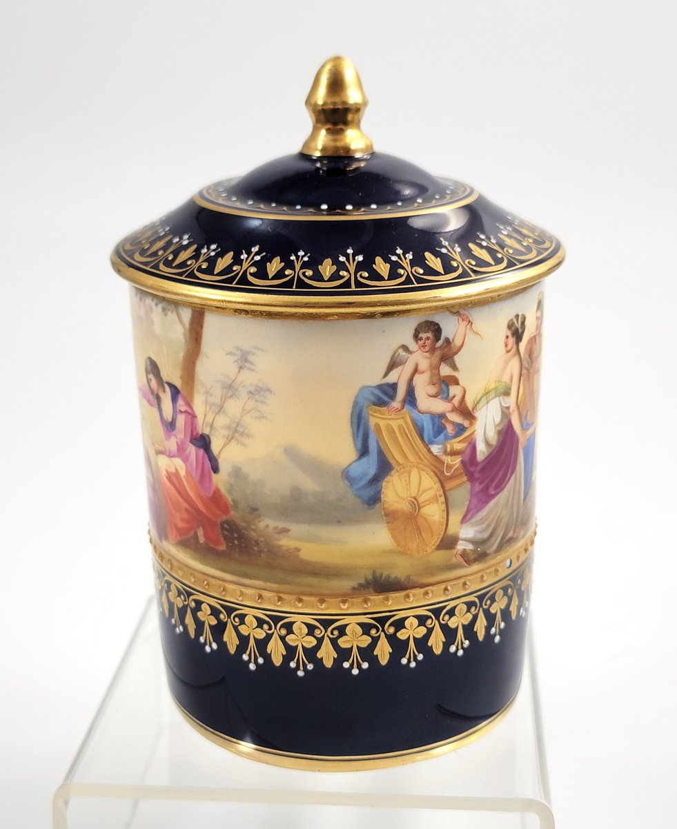 Sucrier à chocolat en porcelaine de Vienne avec scènes allégoriques, vers 1880-photo-1