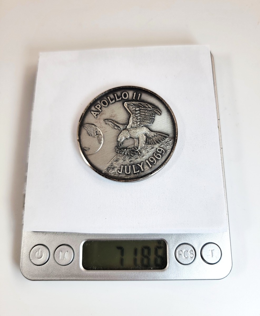 Médaille Apollo 11 en argent, J.W. Benson Ltd, Birmingham 1969, boîte, certificat, n°260 sur 50-photo-6