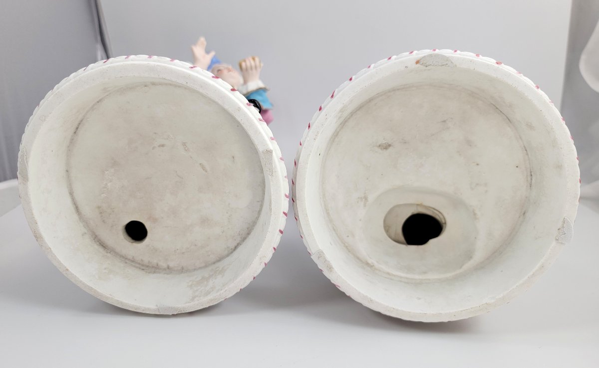 Large French Biscuit Porcelain Figures, Marked Chantilly, Late 19th Century-photo-3