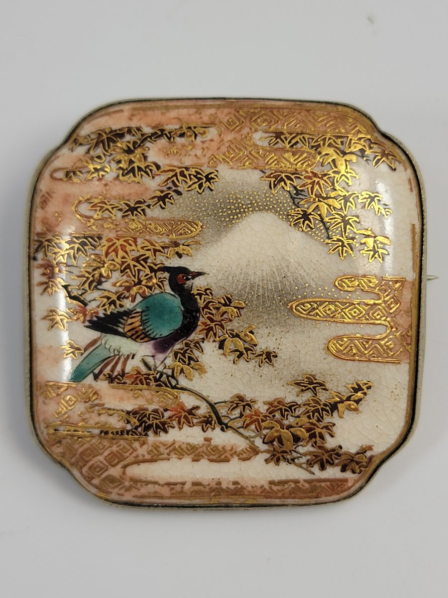 Broches en émail de style Satsuma japonais, Kyoto/Yokohama, vers 1900 (paire)-photo-1